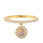 Opal ring with diamond halo